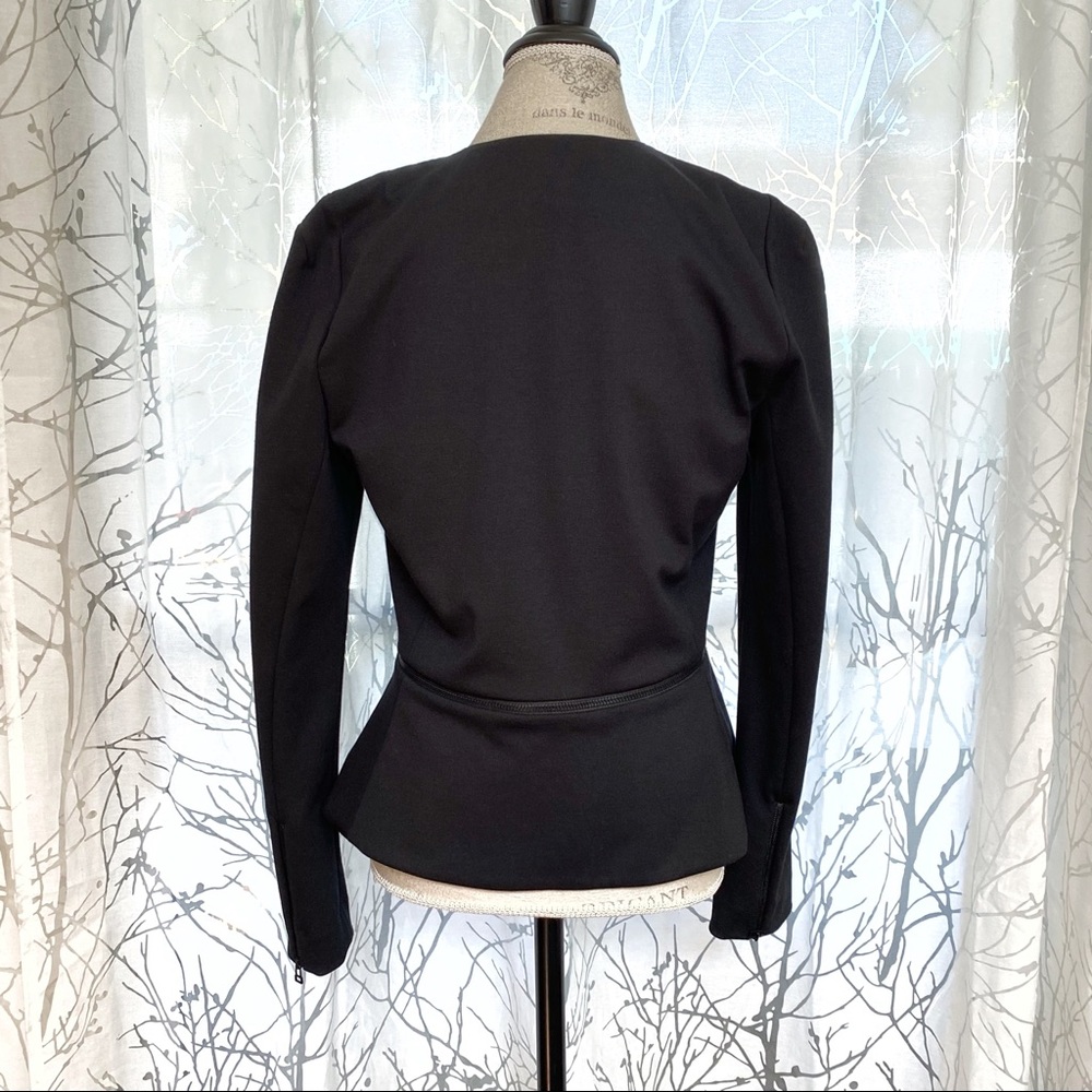 Rebecca Taylor black V-neck zip zipper waist waistband blazer jacket coat - Picture 3 of 8